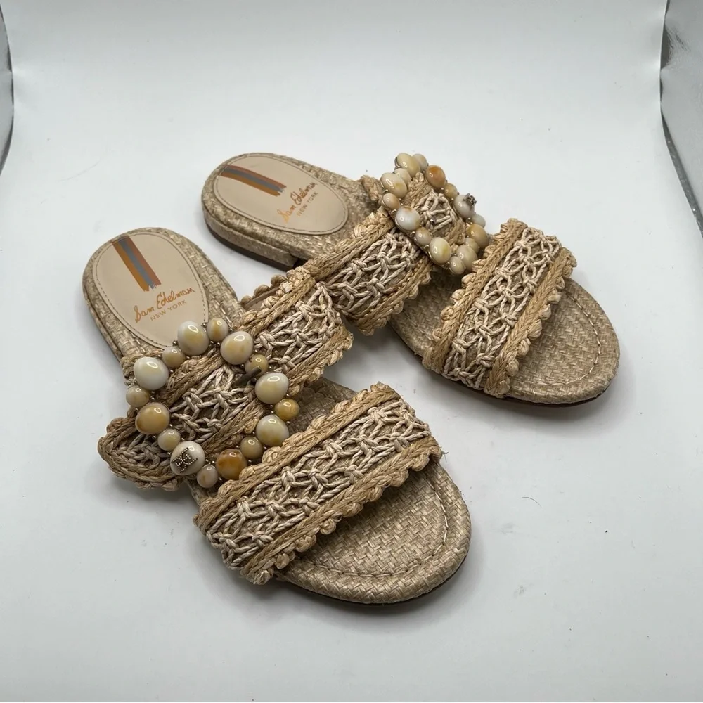 NWOB Sam Edelman Women's Elisa Slide Sandal size 5.5 woven straw vacation - Picture 9 of 9
